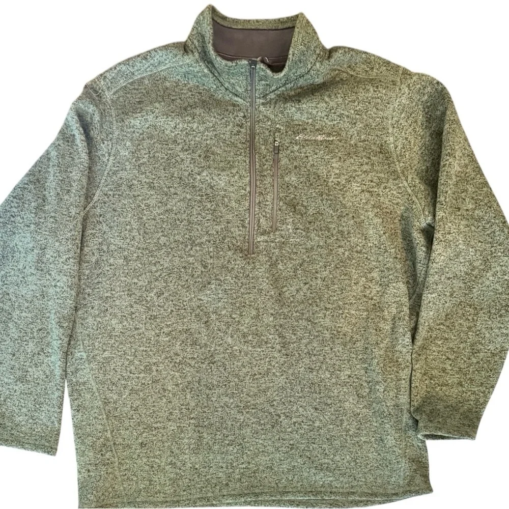 Eddie Bauer men’s olive green zip fleece long sleeve pullover sweater 3XLT